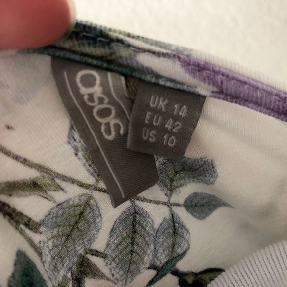 Asos faux wrap dress floral daisy print purple 10 - Picture 6 of 7